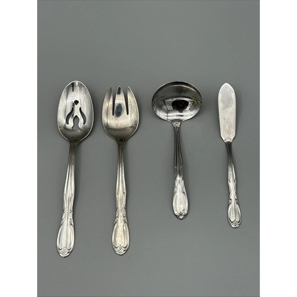 Chapel Hill Superior Stainless 4 Pc Serving Fork Slotted Spoon Ladle Butter VTG